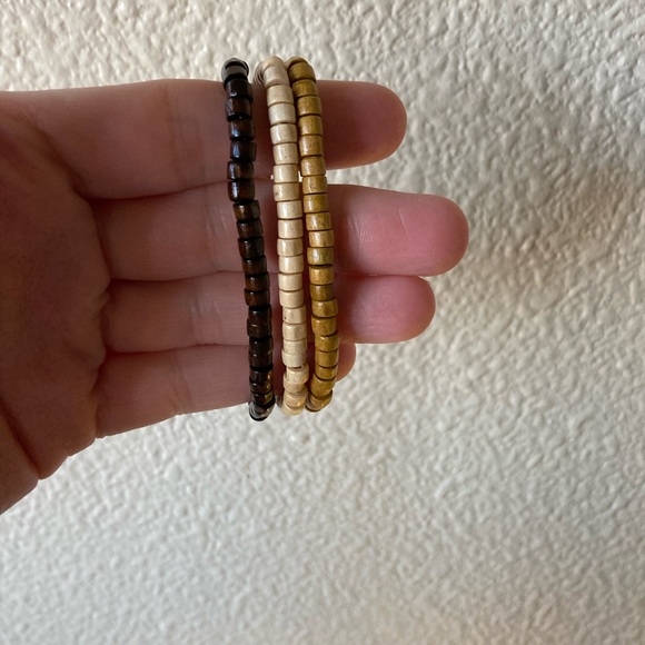 Natural Tones Wood Beaded Bracelet Trio - Picture 2 of 9